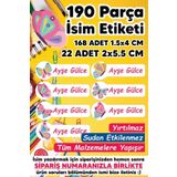 MSticker-Okul Kalem Defter Etiketi Kelebek Temalı Özel Isim Yazılabilen Etiket - 190 Adet