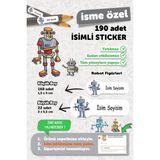 Msticker Robot Temalı İsim Yazılabilen Okul Etiketi 190 Adet Yırtılmaz ve Su Geçirmez