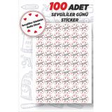 MSticker Sevgililer Günü 2 5x5 Cm 100 Adet Yuvarlak Özel Kesimli Sticker Etiket