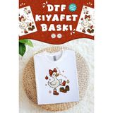 Msticker Sevimli Ördek Yılbaşı Kumaş Baskı Yapılabilen Özel Tasarım Ütü ile Yapışan Tekstil Dtf Baskı Görseli - Çok Renkli - 20 X 20 - Kumaş Etiketi