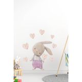 MSticker-Sevimli Tavşan Ve Kalpler Çocuk Bebek Odası Sticker