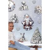 MSticker Silver Yılbaşı Seti, Yeni Yıl Yılbaşı Kış Konseptli Yılbaşı Süsü Sticker Seti Noel Baba Ağaçlar