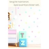 MSticker Suluboya Desenli Açık Renkli Puantiye Çocuk Odası Duvar Sticker