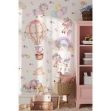 MSticker Unicorn Duvar Sticker Seti 125 Parça – Balonlu Gökkuşağı ve Uçan Unicorn Çocuk Odası Duvar Süsü