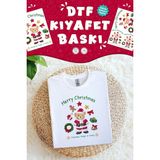 Msticker Yılbaşı Ayısı Temalı Kumaşa Baskı Yapılabilen Özel Tasarım Ütü ile Yapışan Tekstil Dtf Baskı Görseli - Çok Renkli - 40x13mm - Kumaş Etiketi