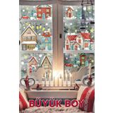 MSticker Yılbaşı Karlı Şehir Büyük Boy Yeni Yıl Çocuk Bebek Odası Sticker Seti - Yılbaşı Süsü