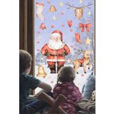 MSticker-Yılbaşı Noel Babalı Cam Duvar Süsü, Yeni Yıl Geyik Yıldızlar Ve Santa Claus Sticker Seti
