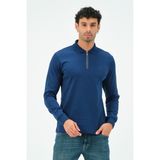 Msw Marin Fermuarlı Uzun Kollu Regular Fit Erkek Polo Yaka T-Shirt - 2XL