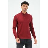 Msw Uzun Kollu Bordo Regular Fit Erkek Polo Yaka T-Shirt - 6XL