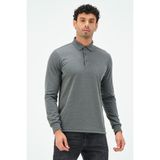 Msw Uzun Kollu Gri Regular Fit Erkek Polo Yaka T-Shirt - 7XL