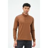 Msw Uzun Kollu Kahve Regular Erkek Polo Yaka T-Shirt - 5XL