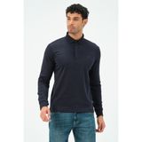 Msw Uzun Kollu Lacivert Regular Erkek Polo Yaka T-Shirt - XXL