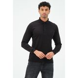 Msw Uzun Kollu Siyah Regular Erkek Polo Yaka T-Shirt - 4XL