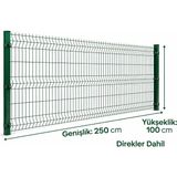 Msy Garden Fenc 100 cm x 250 cm 6 Adet ( 15 mt ) Yeşil Panel Çit 7 Adet Direk ve Montaj Aparatları Dahil - 100 x 250 cm