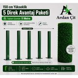 Msy Garden Fenc Çim Çit 150 cm x (11M-18M) Arası Ölçü Seçenekleri 5-6-7 Adet (Ölçüye Bağlı) Galvanizli Çit Direği Aksesuarlar Montaj Aparatlı Avantaj Paketi