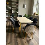 Msy Home 4 Kişilik Ay Serisi Gold Kelebek Traverten Kelebek Yemek Masası Takımı - Çok Renkli