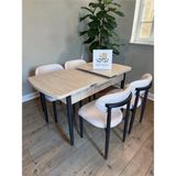Msy Home 4 Kişilik Krem Lina 80*130 Traverten Açılır Kelebek Masa Sandalye Seti (Modern Seri) - Bej