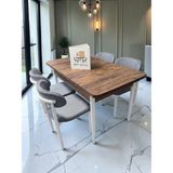 Msy Home 4 Kişilik Lina A.gri 80*130 Antik Çam Açılır Masa Sandalye Seti (Modern Seri)Beyaz Iskelet - Açık Gri