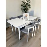 Msy Home 4 Kişilik Lina Antrasit Kumaş 80*130 Beyaz Açılır Masa Sandalye Seti (Modern Seri)Beyaz Iskelet