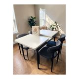 MSY HOME 4 Kişilik Lina Antrasit Kumaş 80*130 Beyaz Açılır Masa Sandalye Seti (Modern Seri)Siyah İskelet