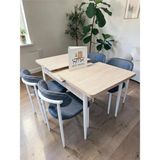 Msy Home 4 Kişilik Lina Antrasit Kumaş 80*130 Traverten Açılır Masa Sandalye Seti (Modern Seri)Beyaz Iskelet