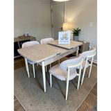 MSY HOME 4 Kişilik Lina Krem Kumaş 80*130 Traverten Açılır Masa Sandalye Seti (Modern Seri)Krem İskelet