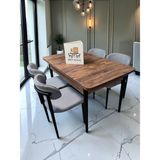 Msy Home 4 Kişilik Linaa.gri 80*130 Antik Çam Açılır Masa Sandalye Seti (Modern Seri) Siyah Iskelet - Açık Gri