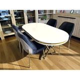 Msy Home 4 Kişilik Milano Serisi Oval Beyaz Lake Masa Yönsüz Kumaş Modern ve Şık Yemek Takımı - Çok Renkli