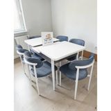 MSY HOME 6 Adet Lina Antrasit Kumaş 80*130 Beyaz Açılır Masa Sandalye Seti (Modern Seri)Beyaz İskelet