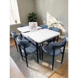 Msy Home 6 Kişilik Lina Antrasit Kumaş 80*130 Beyaz Açılır Masa Sandalye Seti (Modern Seri) Siyah Iskelet - Atrasit