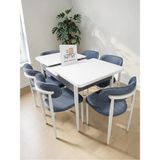 Msy Home 6 Kişilik Lina Antrasit Kumaş 80*130 Beyaz Açılır Masa Sandalye Seti (Modern Seri)Krem Iskelet