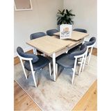 Msy Home 6 Kişilik Lina Antrasit Kumaş 80*130 Traverten Açılır Masa Sandalye Seti (Modern Seri)Beyaz Iskelet