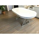 Msy Home Beyaz Krom Detaylı Lake Panel 90*170 cm Oval Masa - 90 x 168