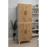 Msy Home Liva Beyaz-Çam 2 Kapaklı Mutfak Banyo Balkon Için Çok Amaçlı Depolama Dolabı 198X69X33 cm - Beyaz - Çam