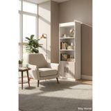 Msy Home Mira Beyaz-Sonomo Kapaklı Kitaplık ve Depolama Dolabı 177X60X30 cm Çok Amaçlı Raflı Kitaplık Alt Kapaklı Kitaplık