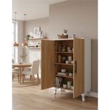 Msy Home Miva Beyaz-Çam 2 Kapaklı Mutfak Banyo Balkon Için Çok Amaçlı Depolama Dolabı 104X69X33 cm