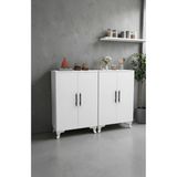 Msy Home Niva Beyaz 2 Kapaklı Mutfak Banyo Balkon Için Çok Amaçlı Depolama Dolabı 138X69X33 cm