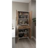 Msy Home Nora Beyaz-Çam 2 Kapaklı Çekmeceli Çok Amaçlı Mutfak ve Banyo Dolapı 175X68X35 cm - Beyaz - Çam