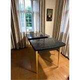 Msy Home Siyah Mermer Gold Ayaklı Mdf 80*130 Kelebek Açılabilr Yemek ve Mutfak Masası - 80 x 130