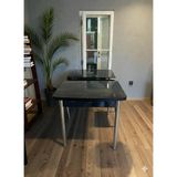 Msy Home Siyah Mermer Krom Ayaklı Mdf 80*130 Kelebek Açılabilr Yemek ve Mutfak Masası - 80 x 130
