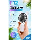 Msyelektronik F12 Mini El Fanı Şarjlı Taşınabilir Usb El Vantilatörü Beyaz