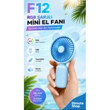 Msyelektronik F12 Mini El Fanı Şarjlı Taşınabilir Usb El Vantilatörü Mavi