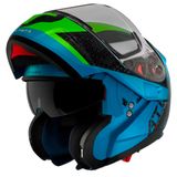 MT Atom Sv Adventure A7 Çene Açılır Mavi Yeşil Siyah Motosiklet Kaskı