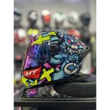 MT Braker Crazy Teddy Şeffaf Mavi XL Beden Motorsiklet Kaskı, Iridyum Vizör ile Güvenli Sürüş