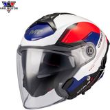 mt Helmets Cosmo Sv Icarus A5 Parlak Güneş Vizörlü Kask - Mavi - Beyaz - Kırmızı