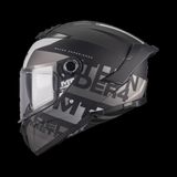 Mt Helmets mt Thunder 4 Sv Waves B2 Mat Güneş Vizörlü Gri Full Face Kask - Siyah - Açık Gri