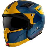 mt Streetfighter Sv Totem C3 Çene Açılır Kask - Mavi - Sarı