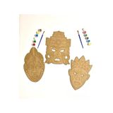 M&T WORKSHOP 3'lü Set Geleneksel Afrika Mask Ahşap Boyama Afrika Maskesi Ahşap Boyama Tuval Seti Hobi
