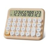 MT21 Hesap Makinesi 12 Haneli Mekanik Tuşlu Büyük LCD Ekranlı Eski Daktilo Tarzı (Bej)