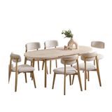 MT6340 Oval Kelebek Masa Takımı 90x156 cm Traverten-Kahve